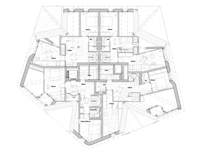 Grundriss 6. Obergeschoss.